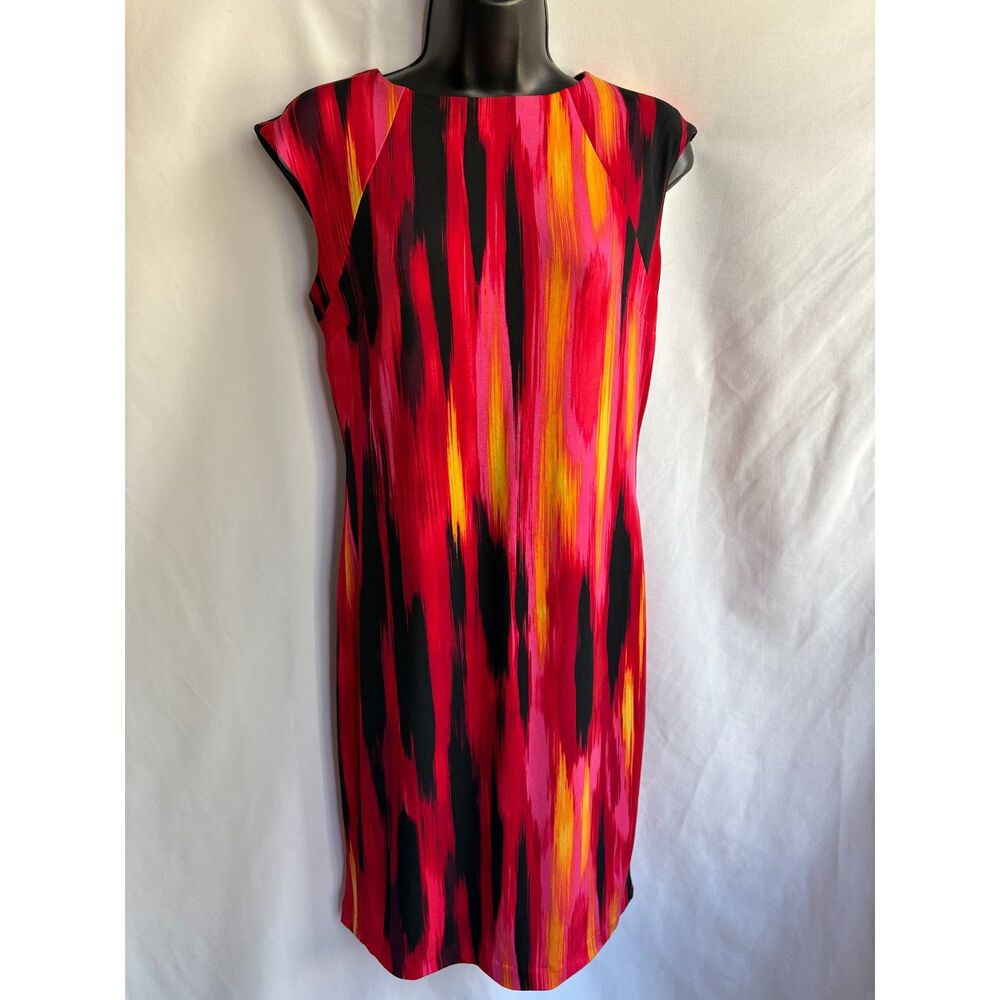Carmen Marc Valvo Multicolor Red Sheath Mini Dress Size S 90s Professional Multi